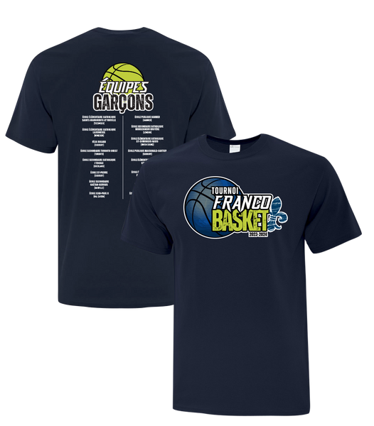 Tournoi Franco Basket 2023-2024 "Équipes Garçons" Adult Cotton Tshirt with Full Colour Logo