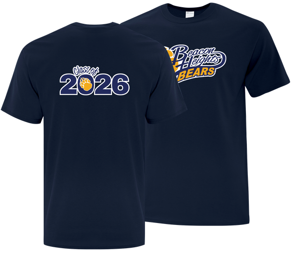 Beacon Heights 'Class of 2026' Adult Cotton T-Shirt with Printed Front & Back Logos