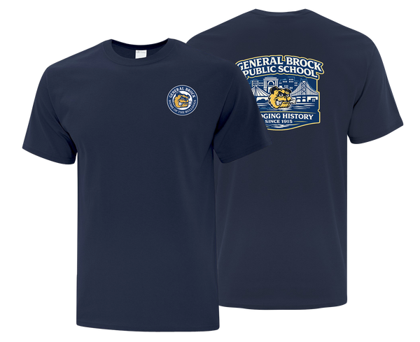 General Brock Public School Adult Cotton T-Shirt with Printed Front & Back Logos