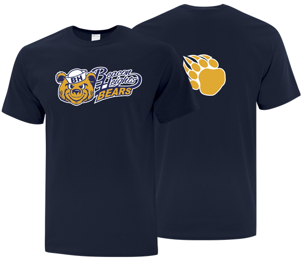 Beacon Heights Bears Adult Cotton T-Shirt with Printed Front & Back Logos