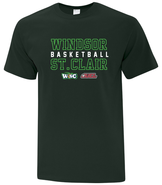 Windsor St. Clair Basketball Block Letters Adult Cotton T-Shirt with Printed logo