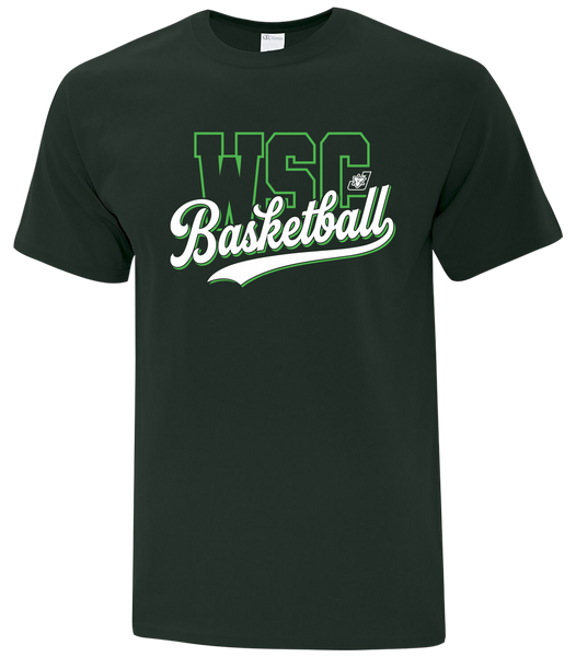 WSC Basketball Script Adult Cotton T-Shirt with Printed logo