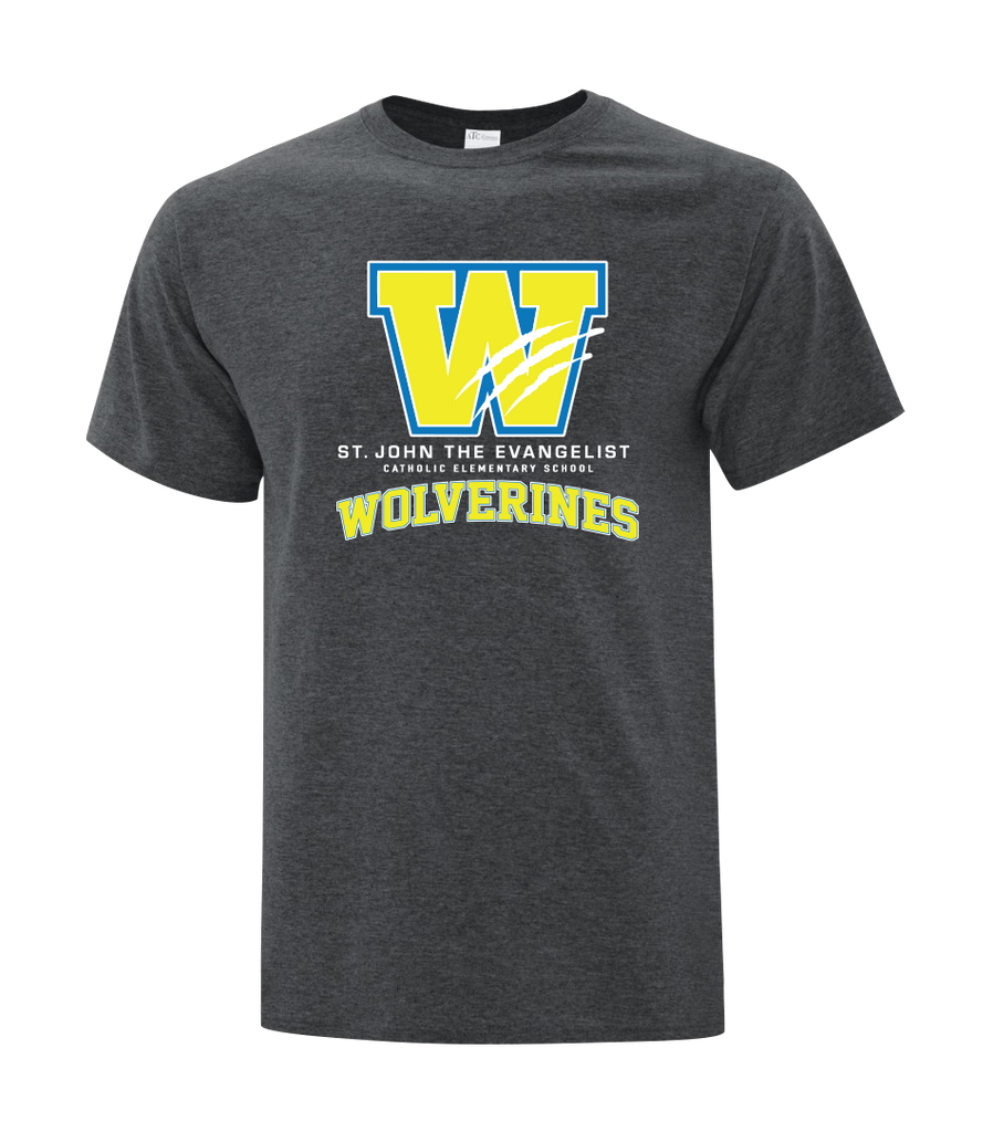 St. John the Evangelist Wolverines Adult Cotton T-Shirt with Printed Logo