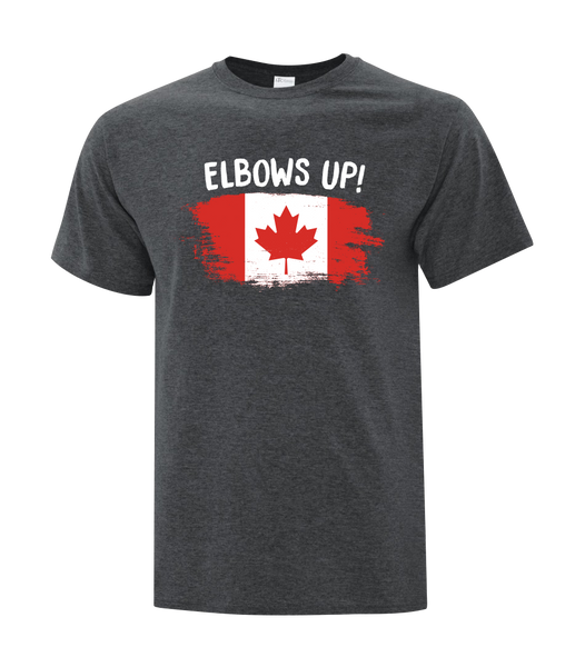 "Elbows Up Distressed" Youth Cotton T-Shirt with Printed Logo