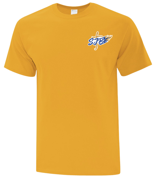 St. John the Baptist Staff Adult Cotton T-Shirt with Printed Left Chest Logo