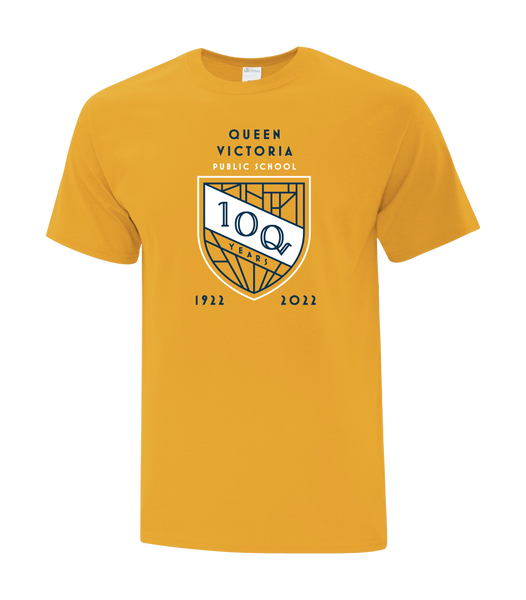 Queen Victoria School 100 Years Adult Cotton T-Shirt with Printed logo