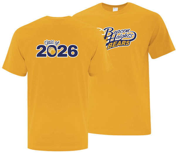 Beacon Heights 'Class of 2026' Adult Cotton T-Shirt with Printed Front & Back Logos
