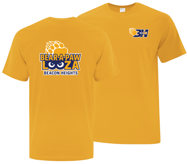 Bear-A-Paw-Looza Adult Cotton T-Shirt with Printed Front & Back Logos
