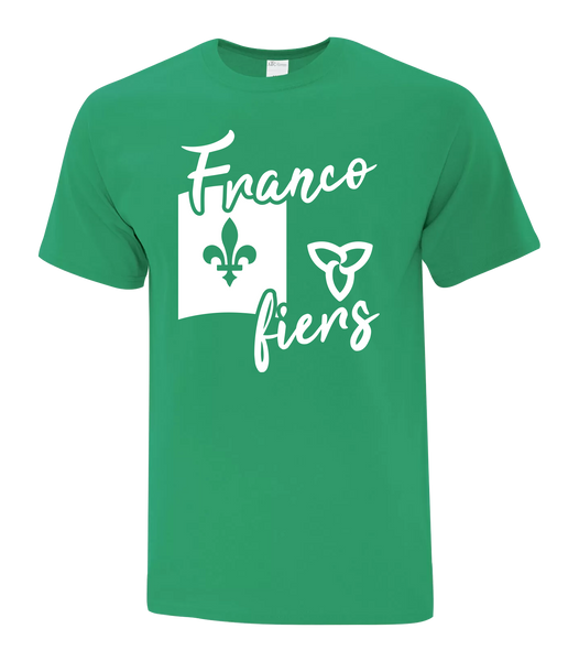 "Franco-Ontarian Flag Script" Youth Cotton T-Shirt with Printed logo