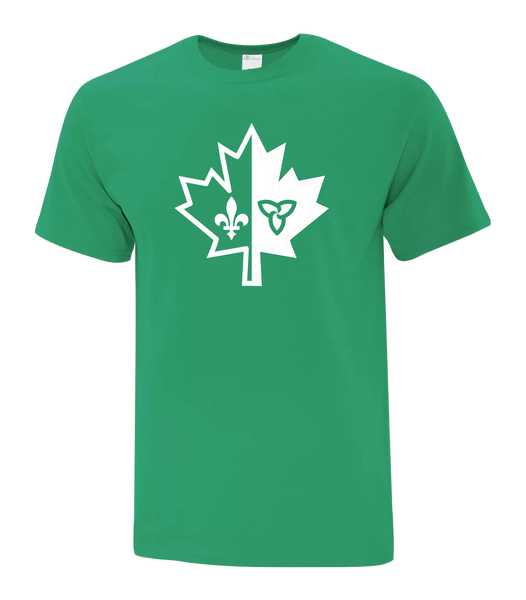 "Franco-Ontarian Maple Leaf" Adult Cotton T-Shirt with Printed logo
