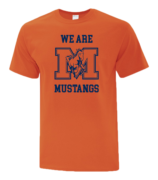 "We Are Mustangs" Vincent Massey Adult Cotton T-Shirt with Printed logo