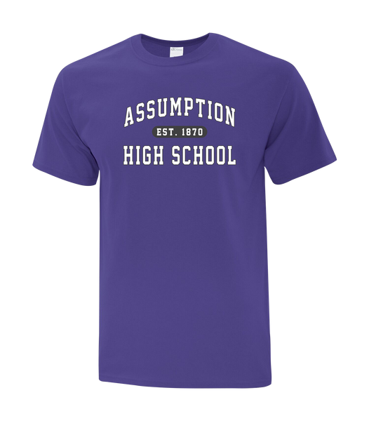"Assumption High School Est. 1870" Adult Cotton T-Shirt with Printed Logo
