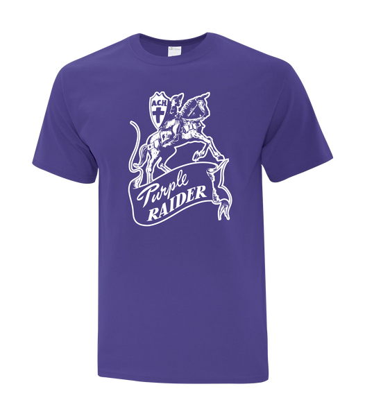 "Assumption Purple Raiders" Adult Cotton T-Shirt with Printed Logo