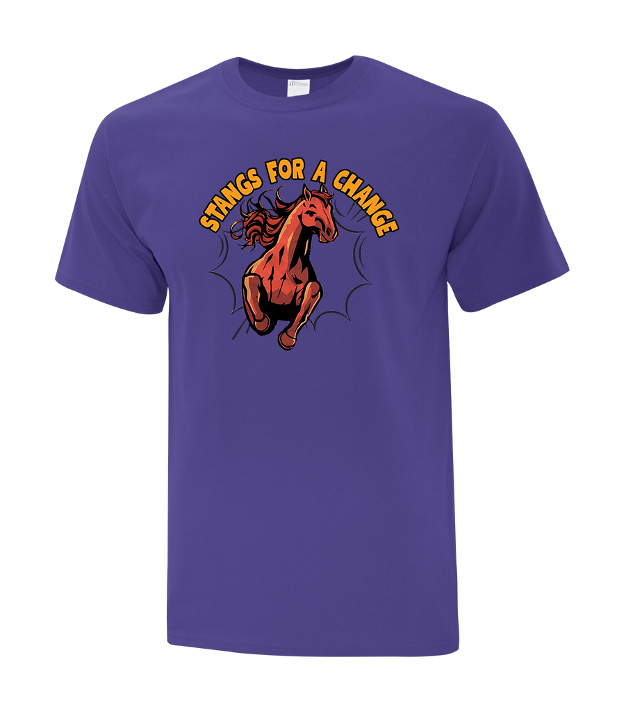 'Stangs For Change' Adult Cotton T-Shirt with Printed Logos