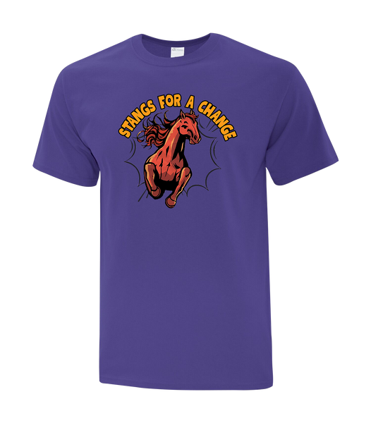 'Stangs For Change' Adult Cotton T-Shirt with Printed Logos