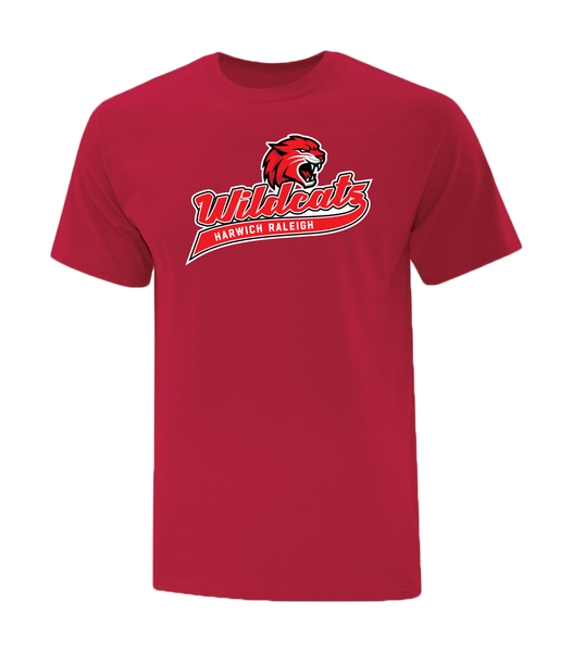 Harwich Raleigh Wildcats Script Adult Cotton T-Shirt with Printed Logo