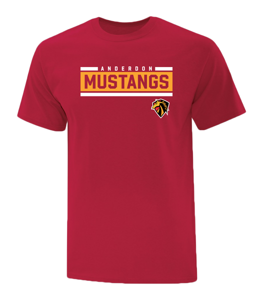 Mustangs Colour Block Youth Cotton T-Shirt with Printed logo