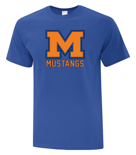 Vincent Massey Mustangs Adult Cotton T-Shirt with Printed logo