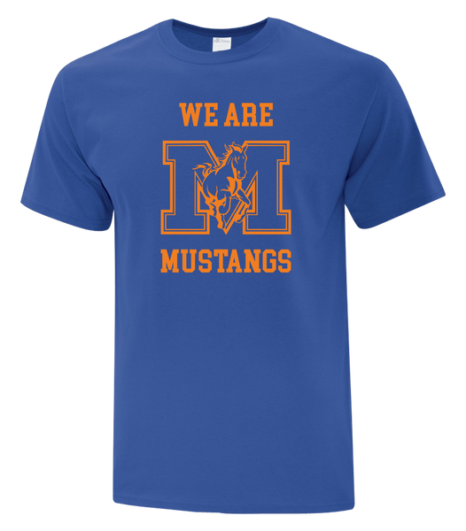 "We Are Mustangs" Vincent Massey Adult Cotton T-Shirt with Printed logo