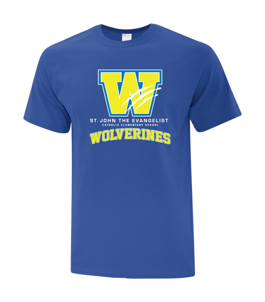 St. John the Evangelist Wolverines Adult Cotton T-Shirt with Printed Logo