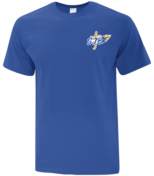 St. John the Baptist Staff Adult Cotton T-Shirt with Printed Left Chest Logo