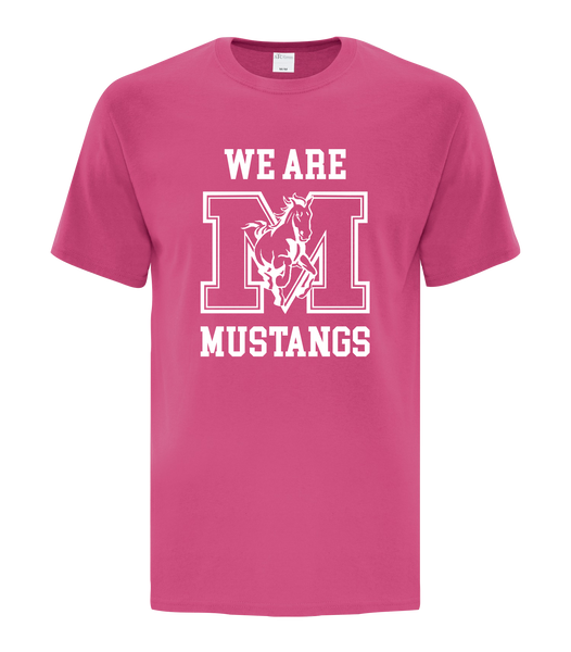 "We Are Mustangs" Vincent Massey Adult Cotton T-Shirt with Printed logo
