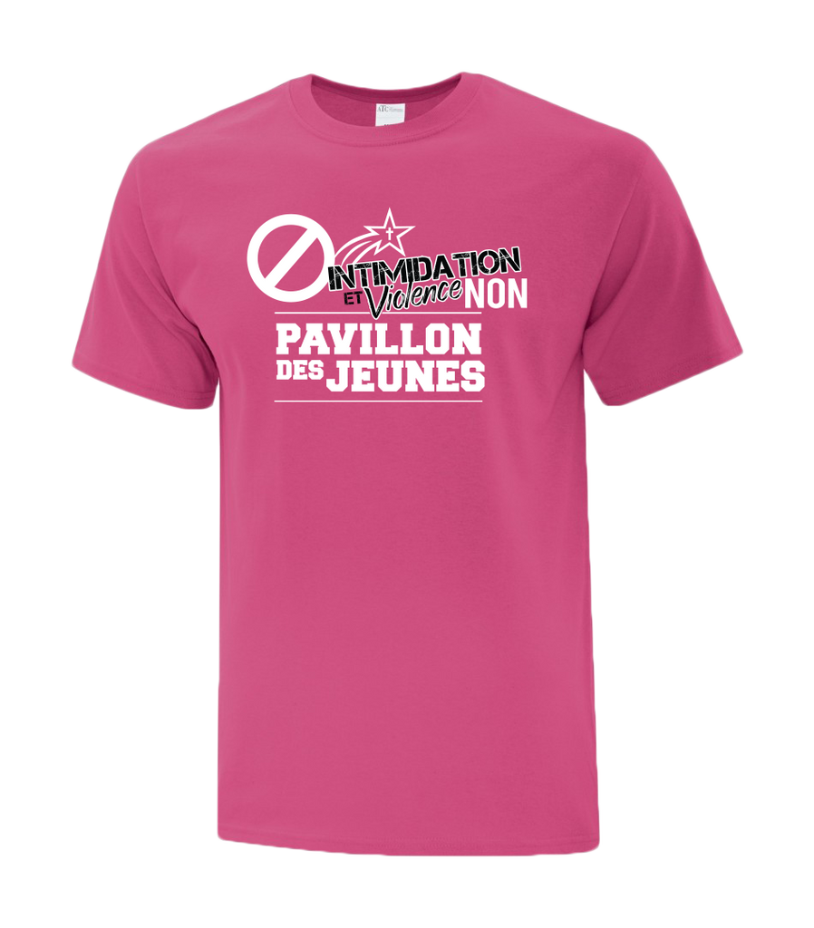 Pavillon Des Jeunes "Intimidation et Violence Non" Adult Cotton T-Shirt with Printed Logo