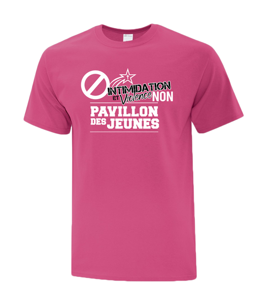 Pavillon Des Jeunes "Intimidation et Violence Non" Adult Cotton T-Shirt with Printed Logo