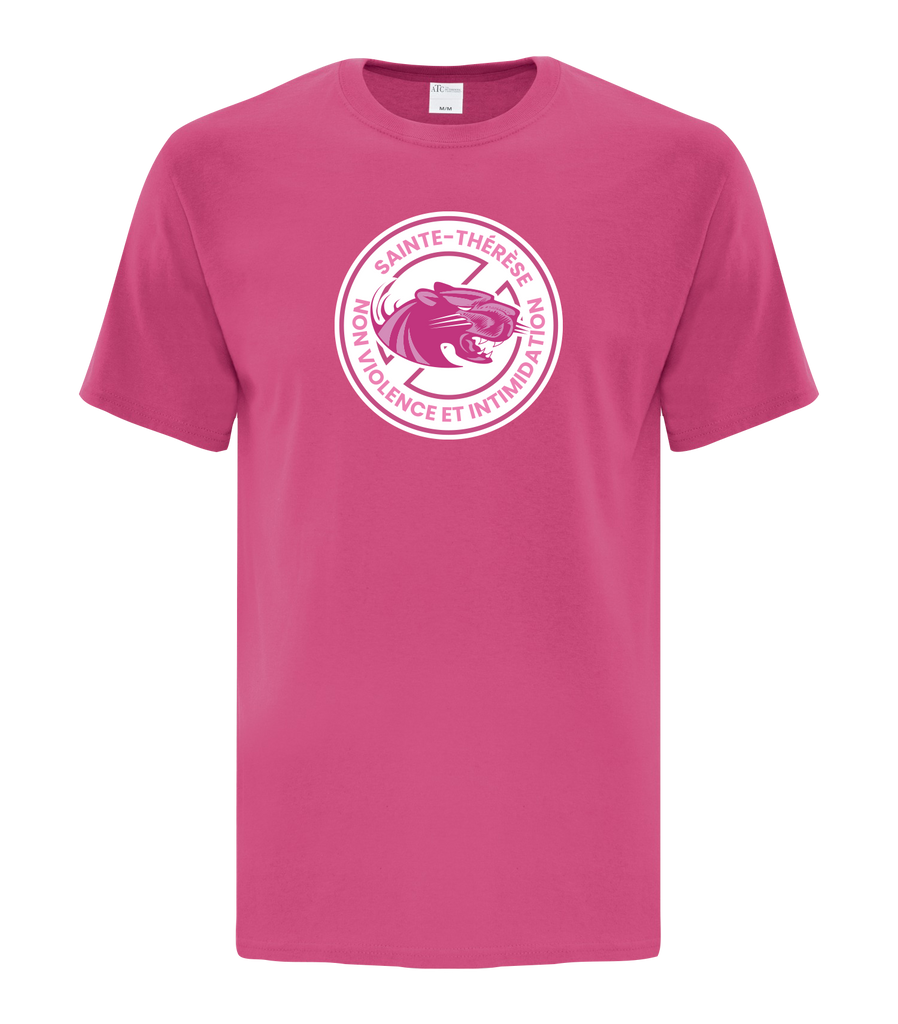 Pantheres "non violence et intimidation" Adult Tee with Printed Logo