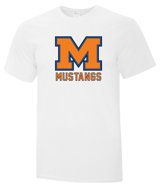 Vincent Massey Mustangs Adult Cotton T-Shirt with Printed logo