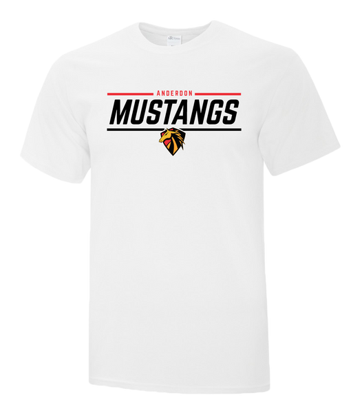 Anderdon Mustangs Italic Cotton Adult T-Shirt with Printed logo