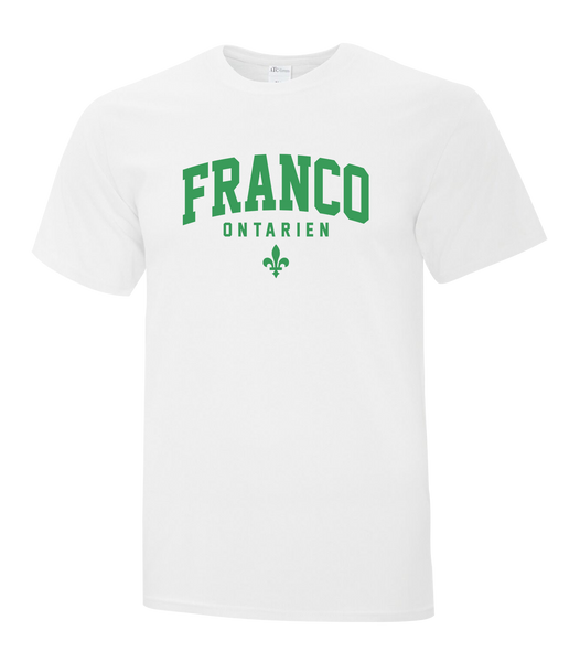 "Franco-Ontarien" Varsity Youth Cotton T-Shirt with Printed logo