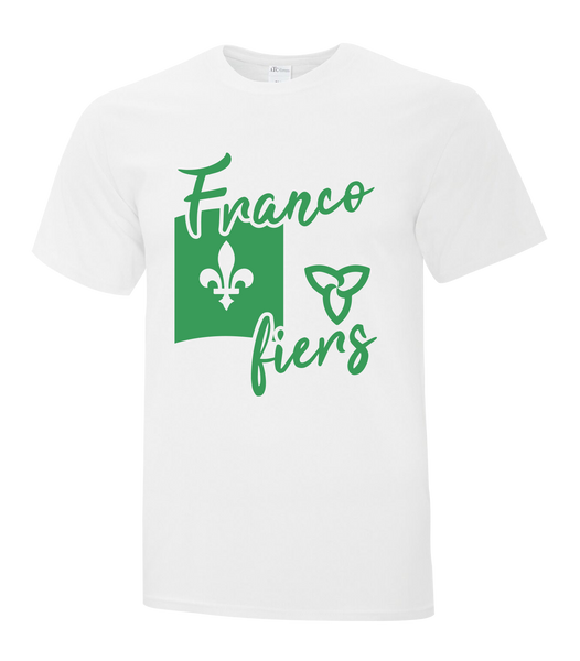 "Franco-Ontarian Flag Script" Youth Cotton T-Shirt with Printed logo