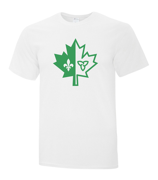 "Franco-Ontarian Maple Leaf" Adult Cotton T-Shirt with Printed logo