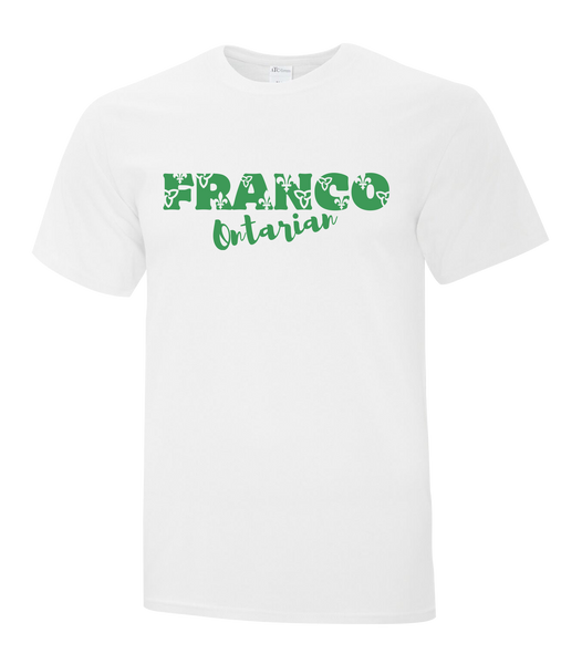 "Franco Script Ontarian" Adult Cotton T-Shirt with Printed logo