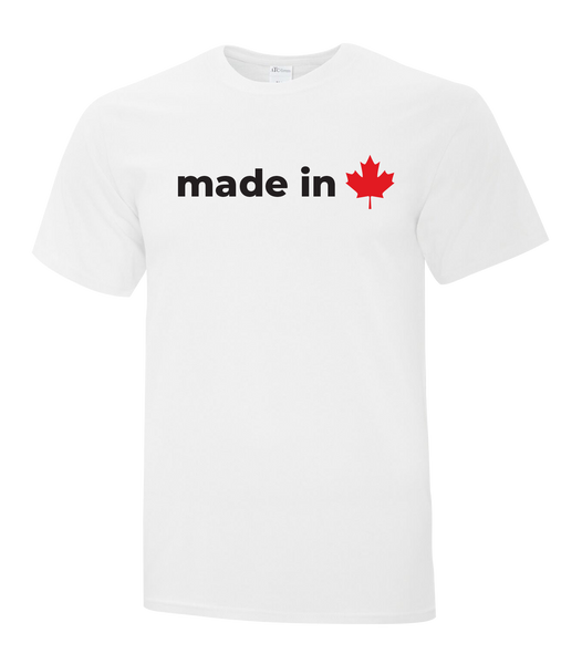 "Made In Canada Maple Leaf" Adult Cotton T-Shirt with Printed logo