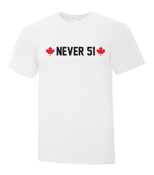 "Never 51" Youth Cotton T-Shirt with Printed logo