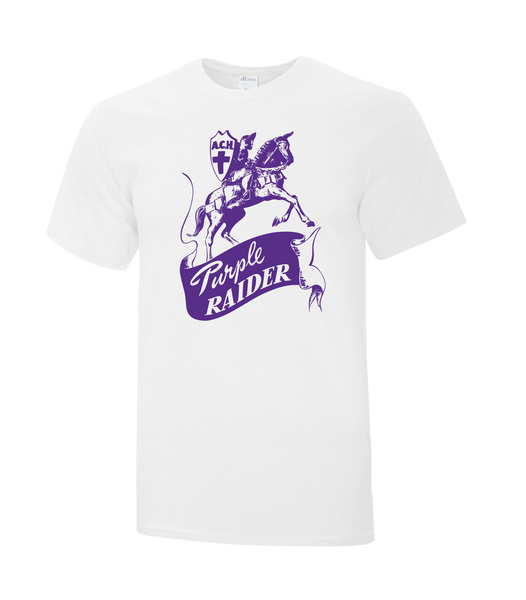 "Assumption Purple Raiders" Adult Cotton T-Shirt with Printed Logo