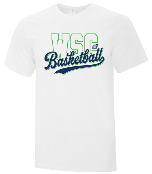 WSC Basketball Script Adult Cotton T-Shirt with Printed logo