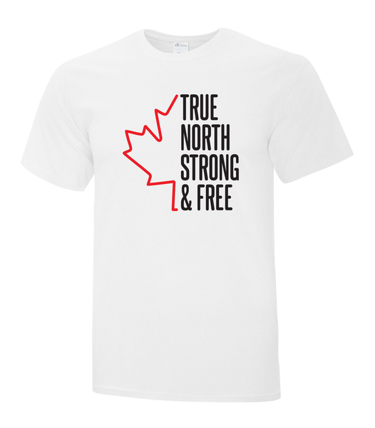 "True North Strong and Free" Adult Cotton T-Shirt with Printed logo