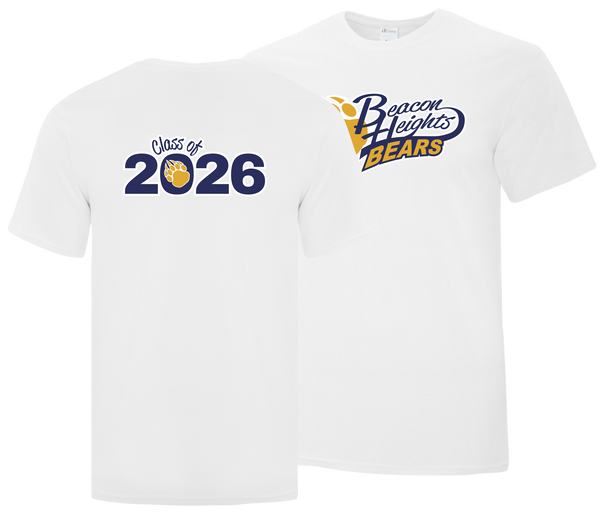 Beacon Heights 'Class of 2026' Adult Cotton T-Shirt with Printed Front & Back Logos