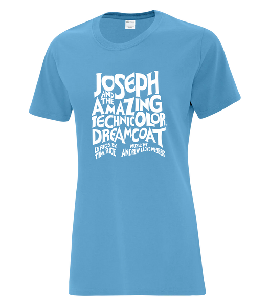 "Joseph and the Amazing Technicolor Dreamcoat" Ladies Cotton T-Shirt with Printed Logo