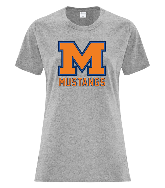 Vincent Massey Mustangs Ladies Cotton T-Shirt with Printed Logo