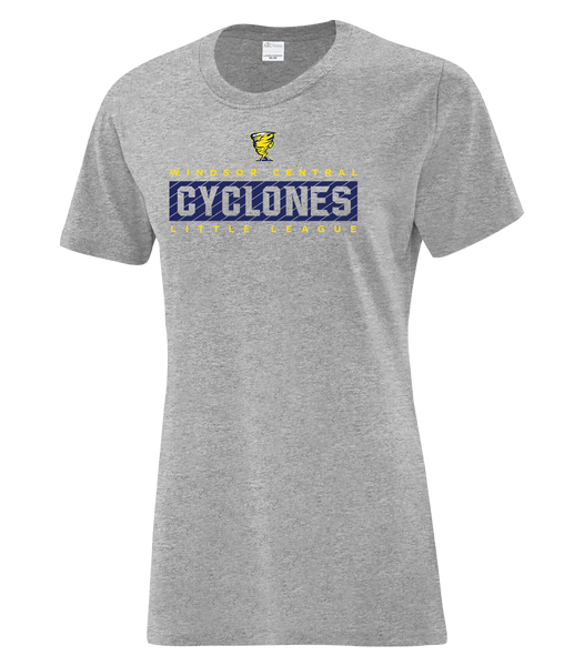 Cyclones Ladies Cotton T-Shirt with Printed Logo