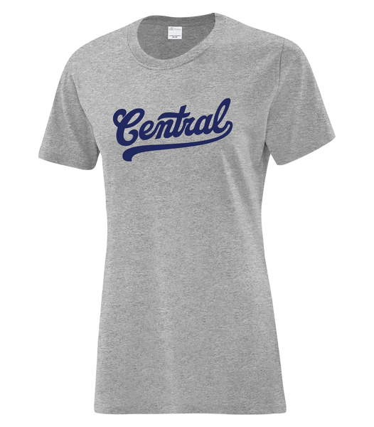 "Central" Ladies Cotton T-Shirt with Printed Logo