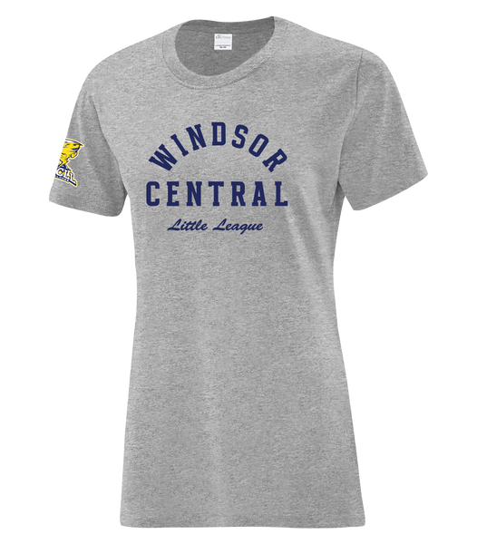 "Windsor Central Little League" Ladies Cotton T-Shirt with Printed Logo