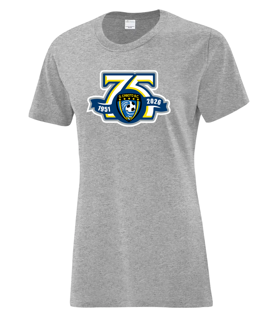 Caboto Soccer Club 75th Anniversary Crest Ladies Cotton T-Shirt with Printed Logo