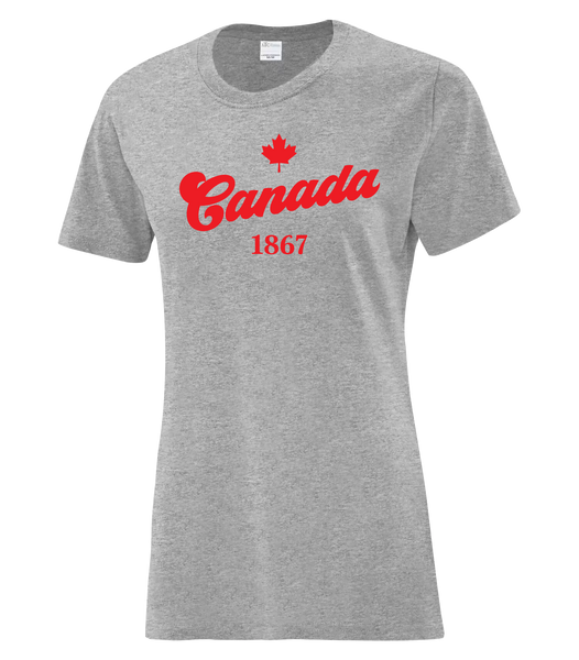 "Canada 1867" Ladies Cotton T-Shirt with Printed logo