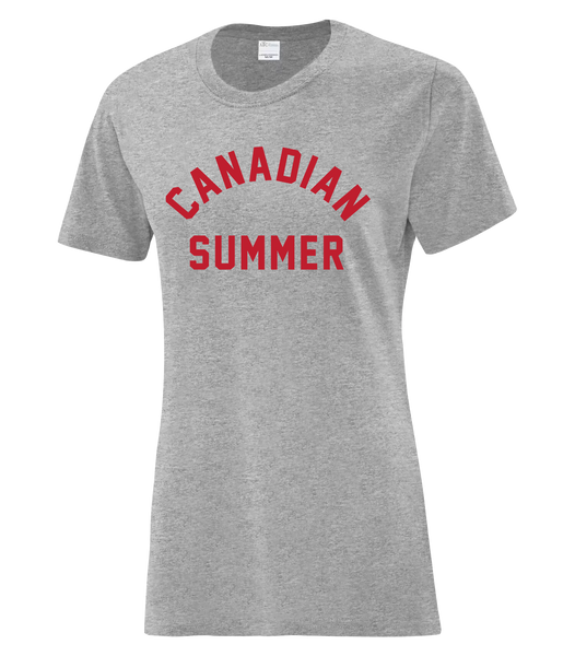 "Canadian Summer" Ladies Cotton T-Shirt with Printed Logo