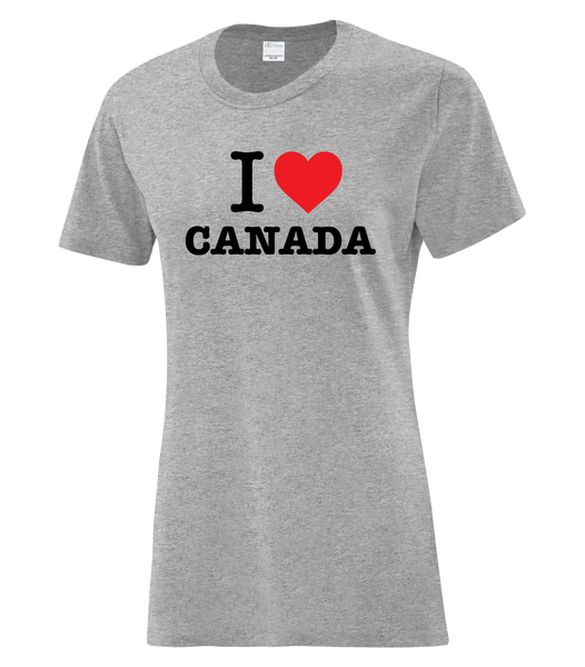 "I Heart Canada" Ladies Cotton T-Shirt with Printed Logo